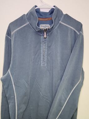 Tommy Bahama Quarter Zip Pullover Men’s XL Blue Washed Look Casual Sweater